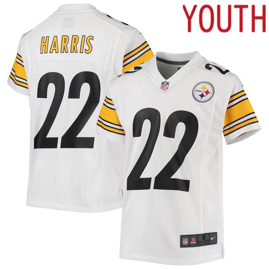 Youth Pittsburgh Steelers #22 Najee Harris Nike White Game NFL Jersey